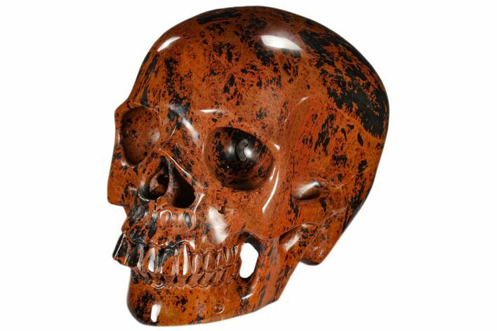 Realistic, Polished Mahogany Obsidian Skull #116331